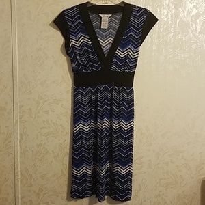 Blue and Black v neck dress
